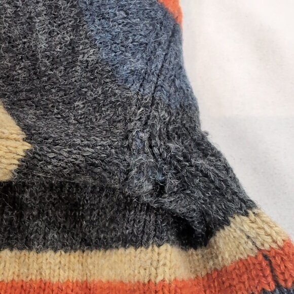 America 100% Wool Striped Knit Sweater Blue Orange Long Sleeve Men S Small VTG - Picture 7 of 11